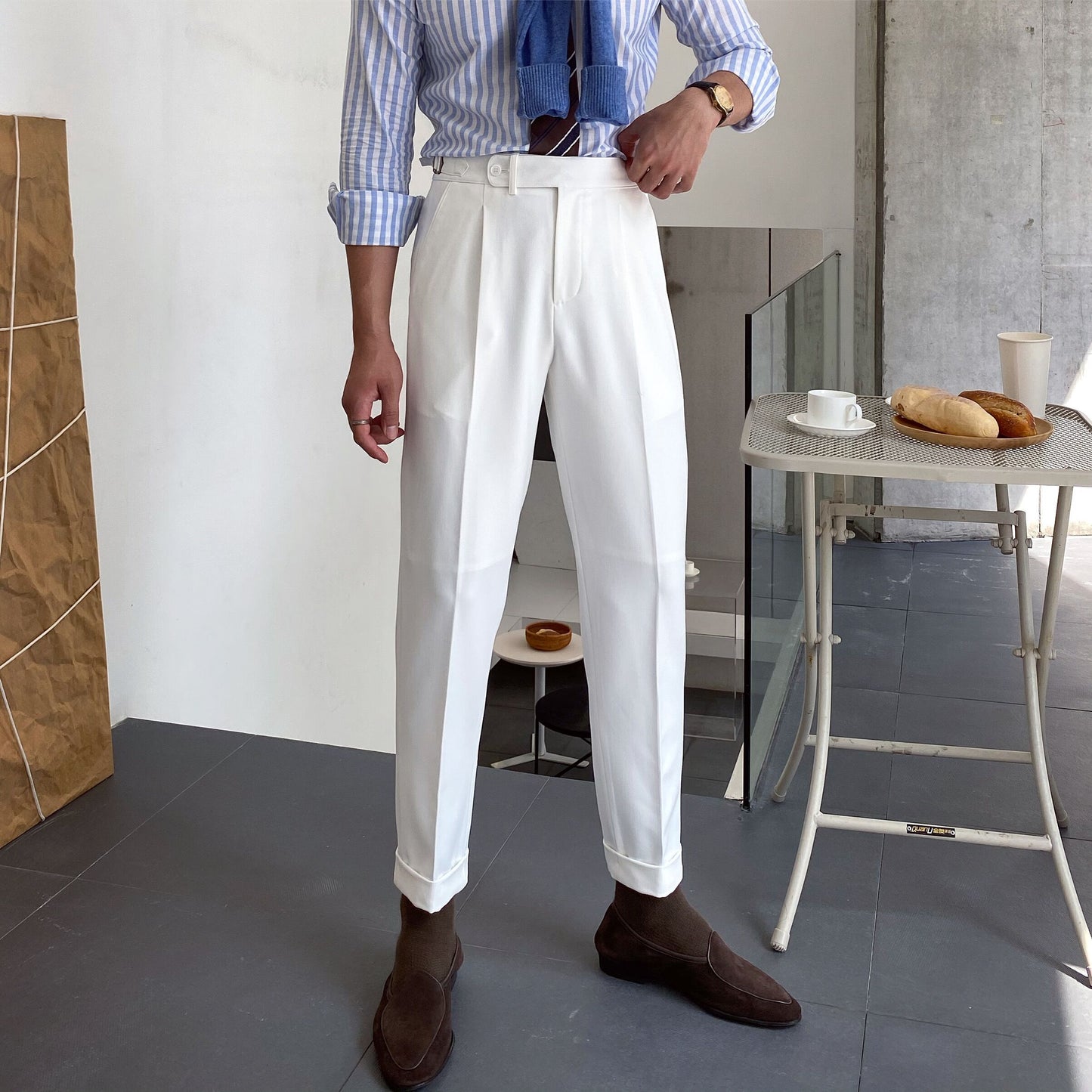 Men's High Waist Business Casual Straight-leg Pants