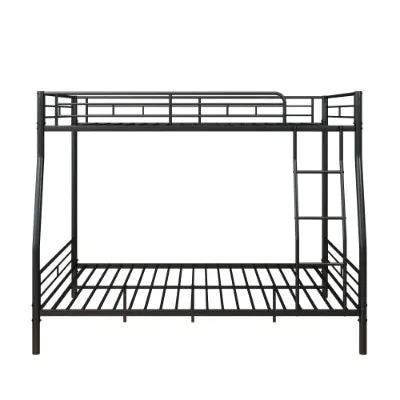 Heavy Duty Metal Bunk Bed Full Over Queen Bunk Bed Frame, Noise Free Frames, No Boxing Spring Needed by GJG Denim