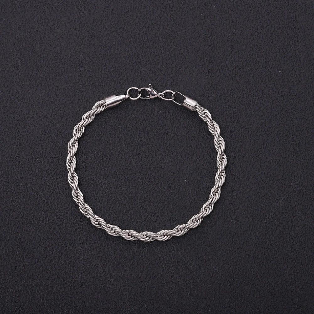 18K Vacuum-Plated Color-Protecting Stainless Steel Twisted Bracelet For Men by GJG Denim