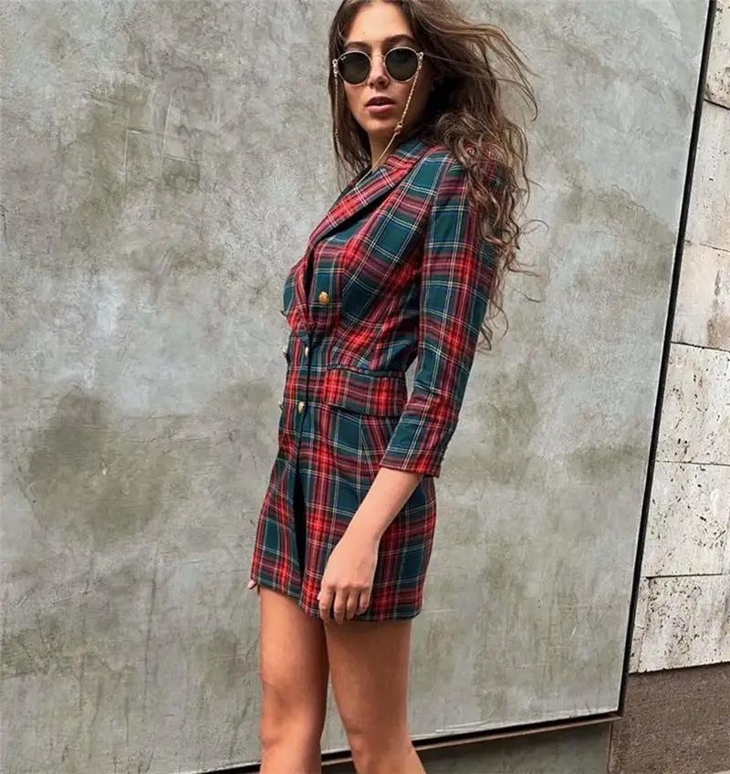Plaid Suit Dress by GJG Denim