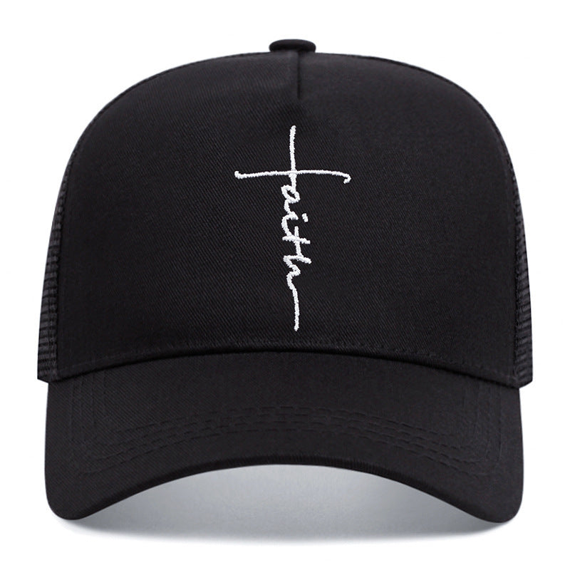 Cross Embroidery Breathable Baseball Cap For Men