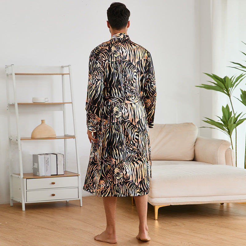 Men's Silk Bathrobe Pajamas Set