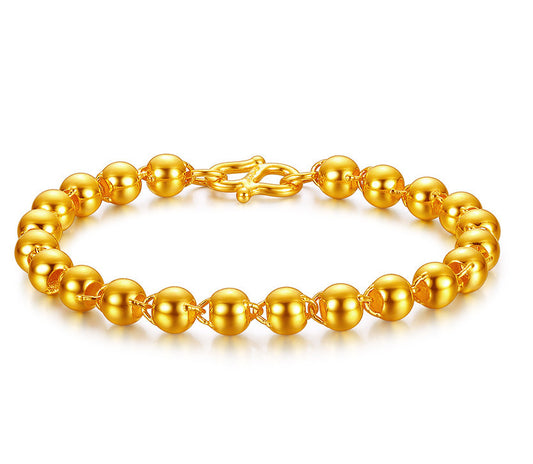 Men's Gold Round Bead Bracelet