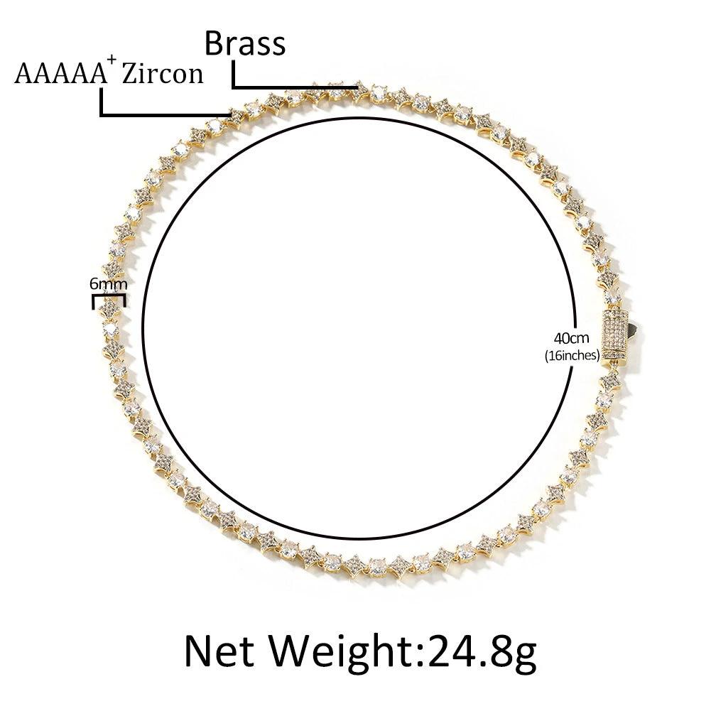 Star Zircon Tennis Chain Necklace For Men by GJG Denim