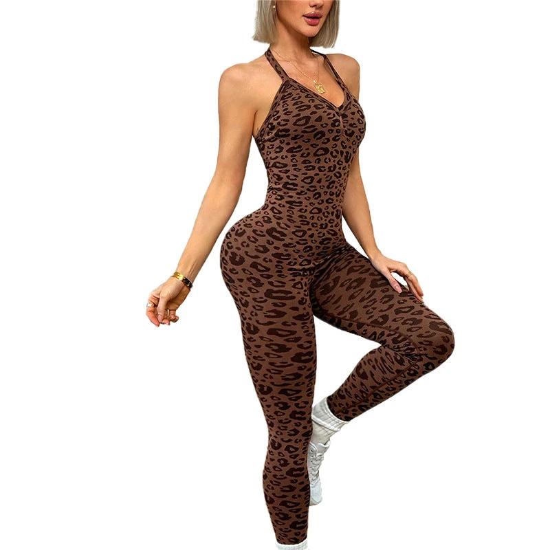 Leopard Print Yoga Bodysuit For Outerwear Womens One Piece Fitness And Workout Outfit by GJG Denim