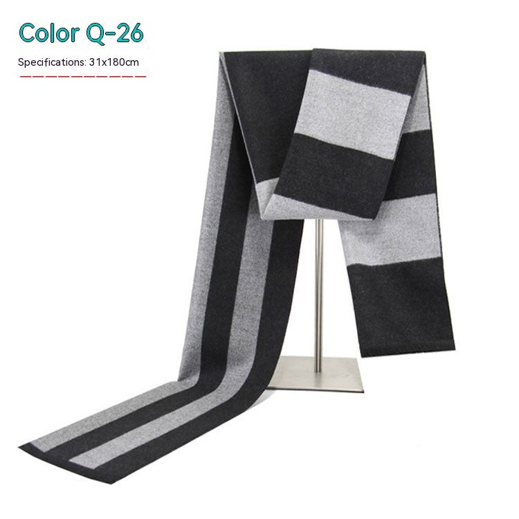 Men's Striped Winter Warm Artificial Cashmere Scarf For Men