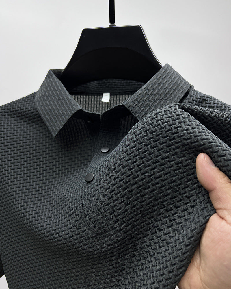 Mesh Ice Silk Short Sleeve Dress Shirt