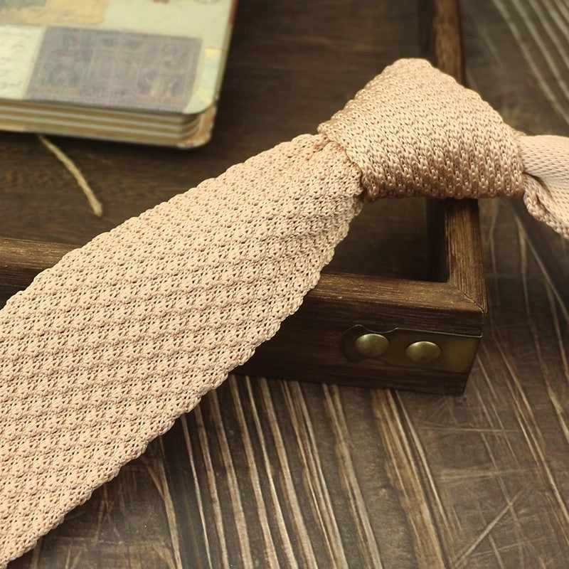 Narrow Woolen Knitted Tie For Men