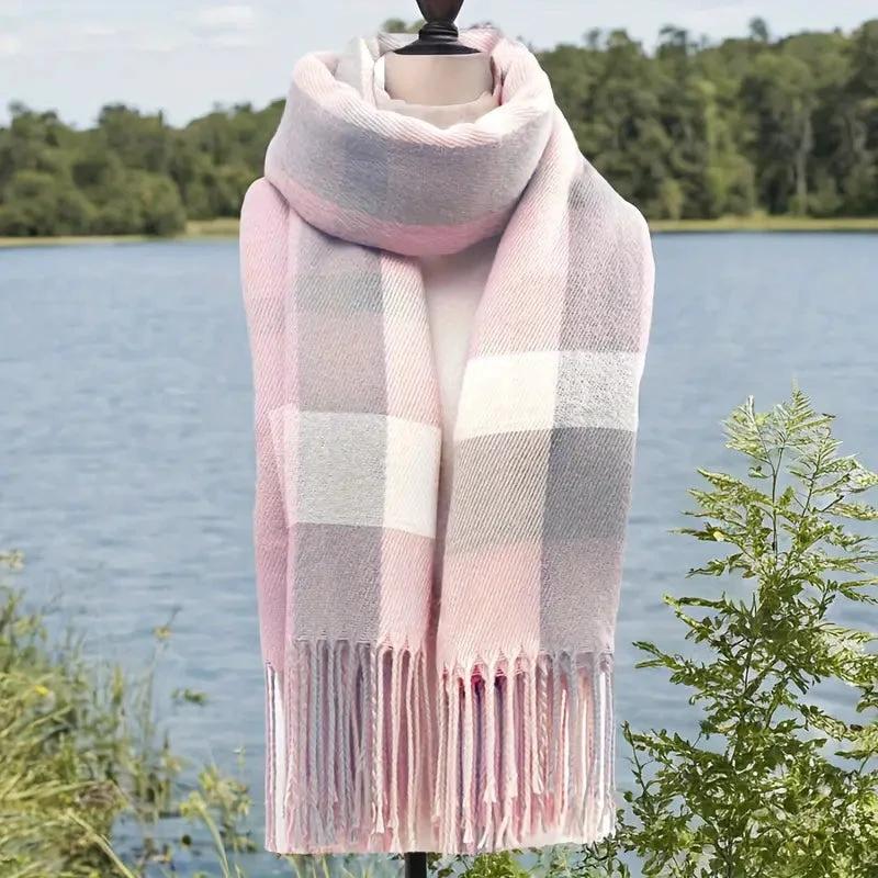 Couple Winter Scarf - Thick Warm Polyester Tassel Shawl Wrap, 180x70cm Unisex Scarves For Women & Men, Christmas Thanksgiving Gift by GJG Denim