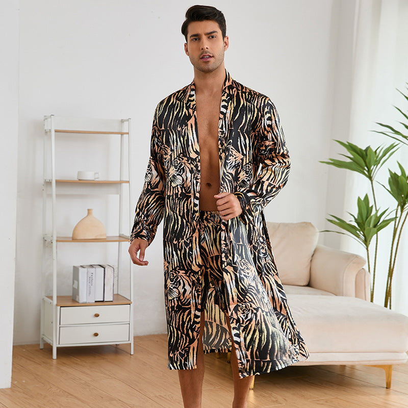 Men's Silk Bathrobe Pajamas Set
