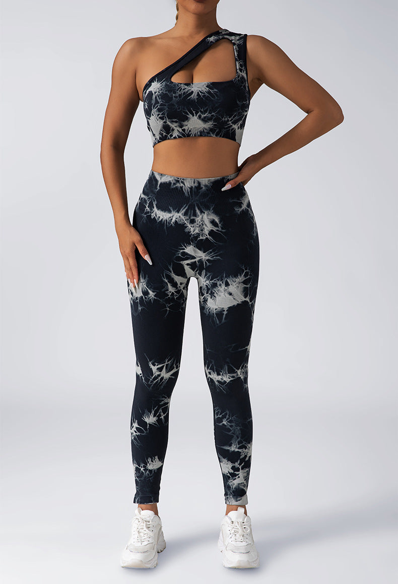 Seamless Knitted Tie-dye Yoga Suit Women