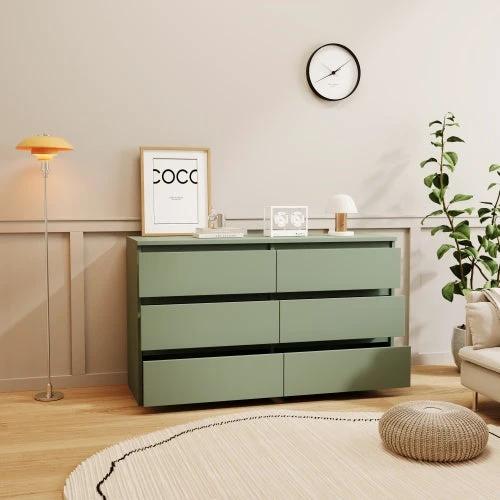Green Large 6-drawer Cabinet Dresser by GJG Denim