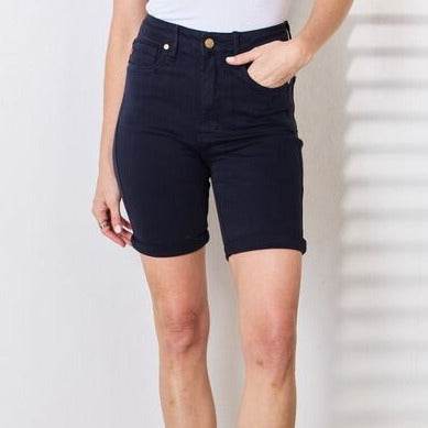 Judy Blue Full Size High Waist Tummy Control Bermuda Women Shorts
