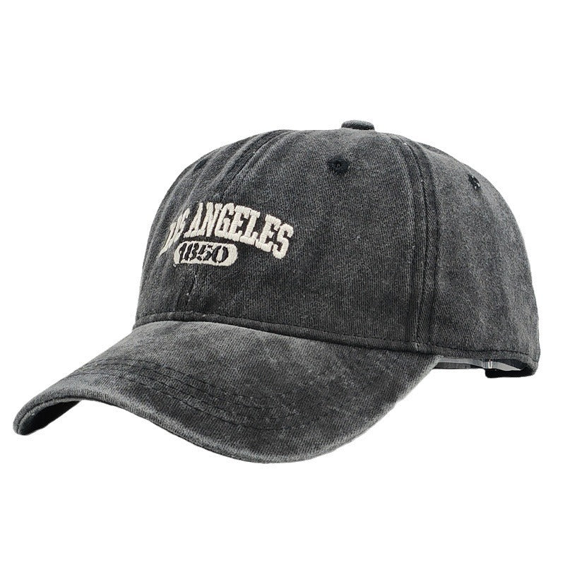 Men's Retro Washed Distressed "Los Angeles" Embroidered Peaked Cap