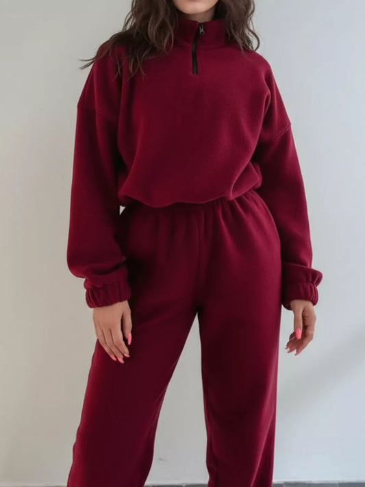 Quarter Zip Sweatshirt and Pants Set