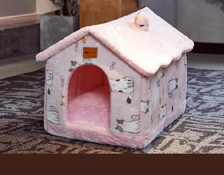 Foldable Dog House Pet Cat Bed Winter Dog Villa Sleep Kennel Removable Nest Warm Enclosed Cave Sofa Pets Supplies by GJG Denim