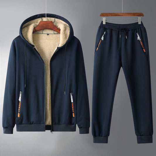 Winter Fleece-lined Thick Men's Sweatsuit