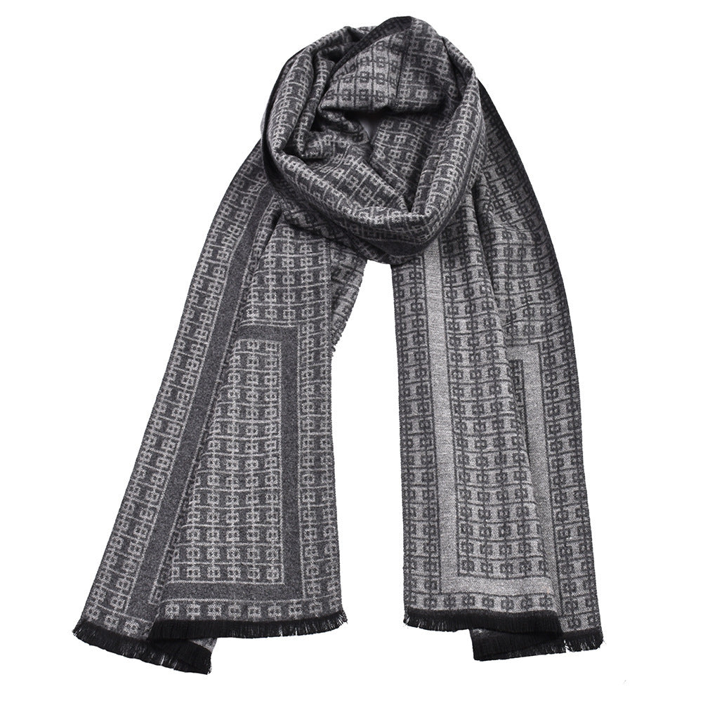 Double-sided Thick Warm Men's Knitted Scarf