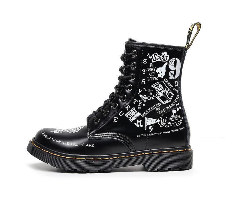 Men's Hard Leather Graffiti Boots