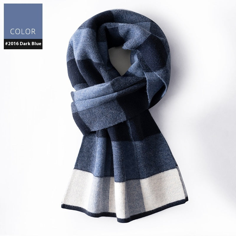 Men's Wool Winter Plaid Double-sided Scarf