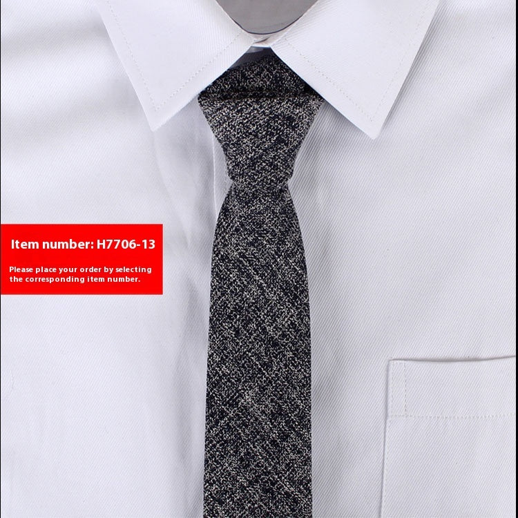 Solid Color Narrow Cotton Men's 6cm Tie