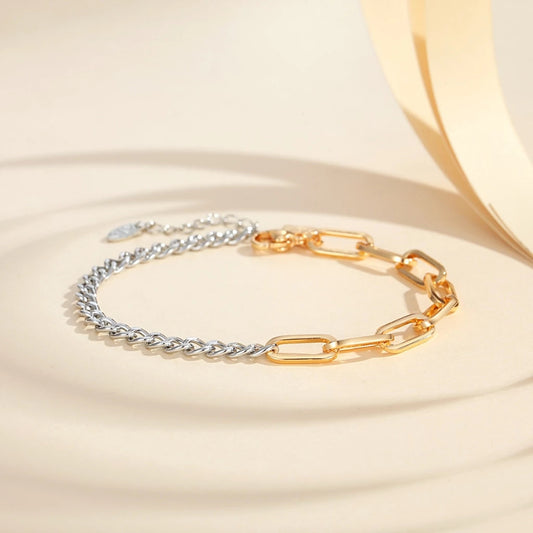 Women's Gold-plated Exquisite Simple Gold And Silver Stitching Bracelet