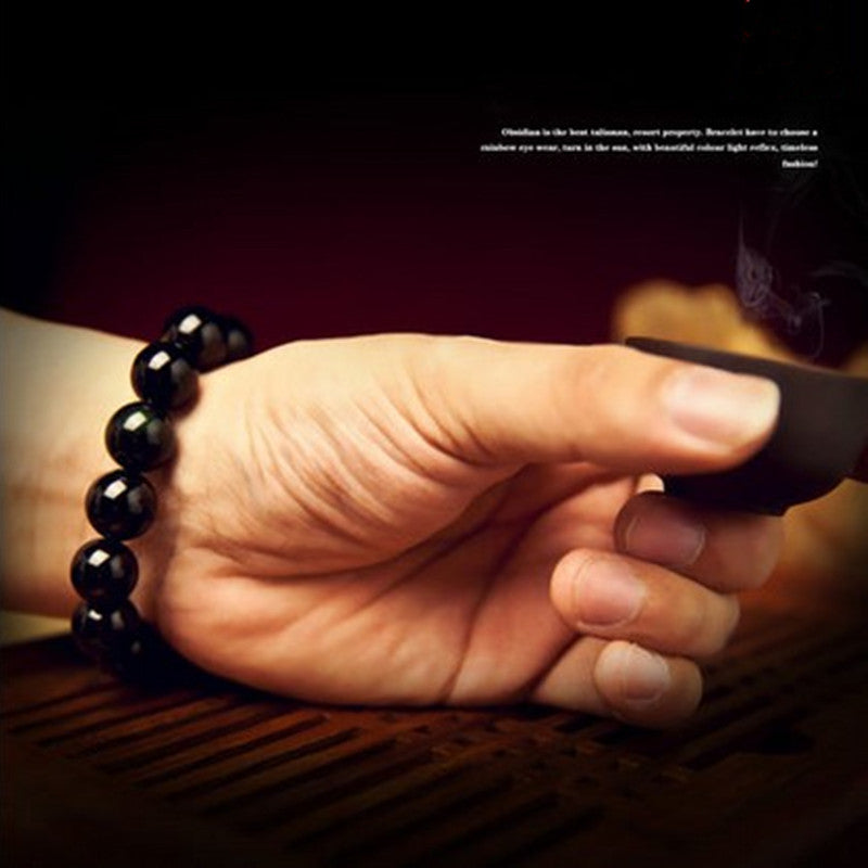 Natural Rainbow Eye Obsidian Bracelet For Men