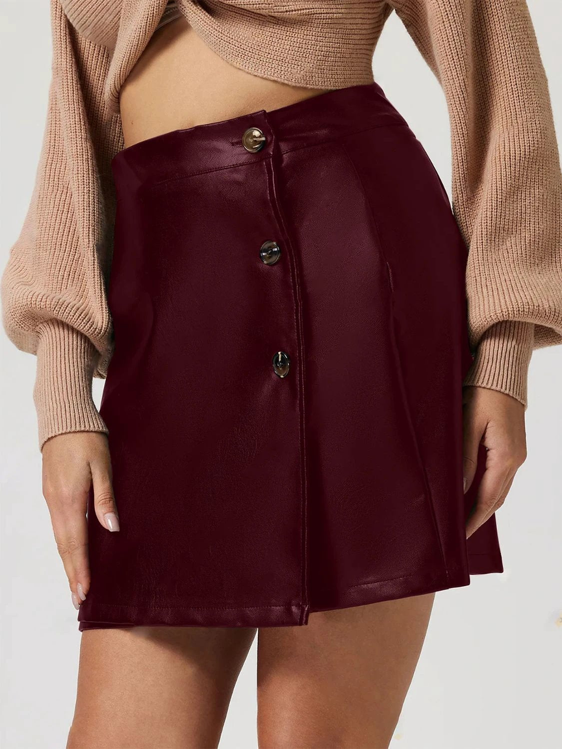 Buttoned High Rise Mini Skirt by Lady Ros