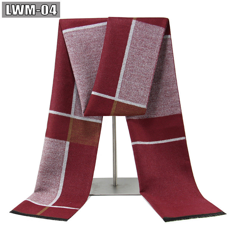 Men's Cashmere Autumn And Winter Business Plaid Scarf