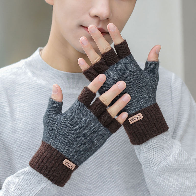 Men's Thick Knitted Half Finger Gloves