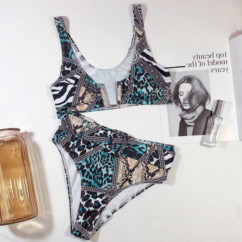 U-neck snake swimsuit ladies bikini swimsuit