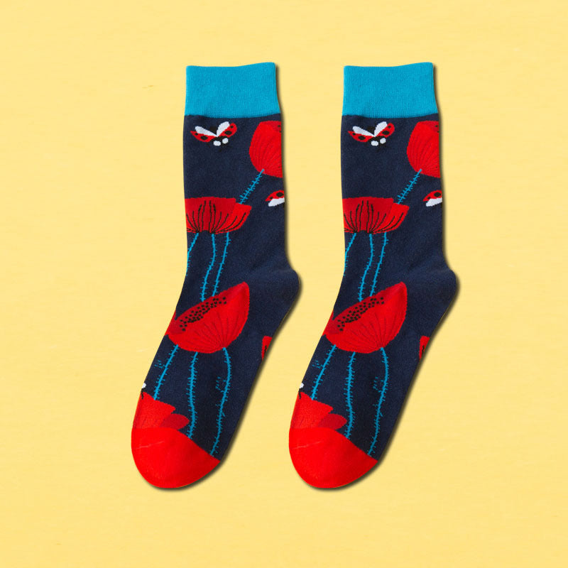 Men's Mid-calf Length Casual Cartoon Foot Socks