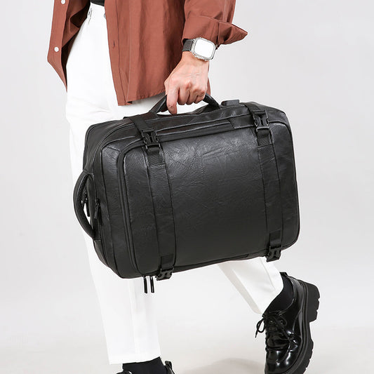Men's Multi-functional Scalable Computer Bag Solid Color