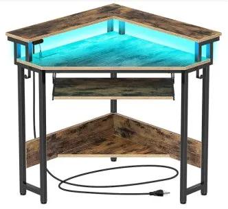 Corner Desks, Small Desks And Sockets, Triangular Desks With Lights And Storage For Home Offices by GJG Denim