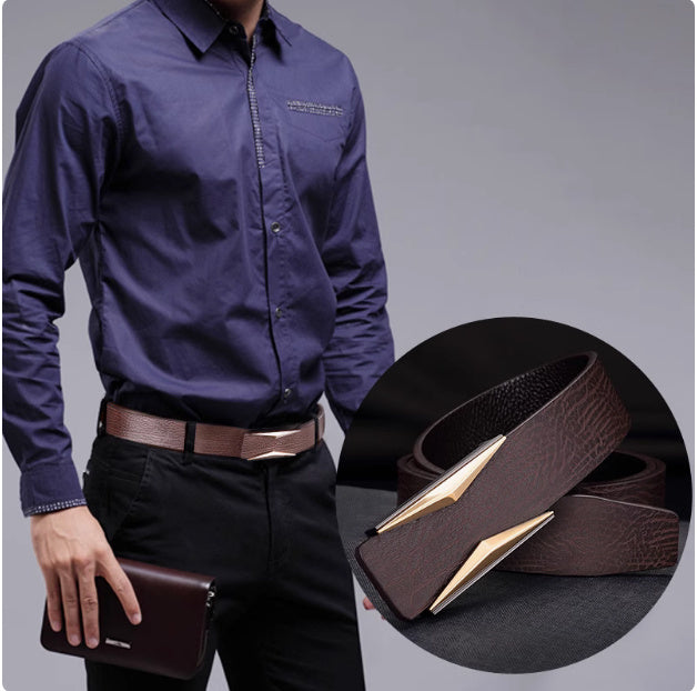 Simple And Elegant Men's Smooth Buckle Belt
