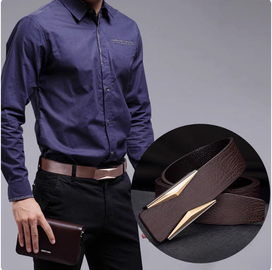 Simple And Elegant Men's Smooth Buckle Belt