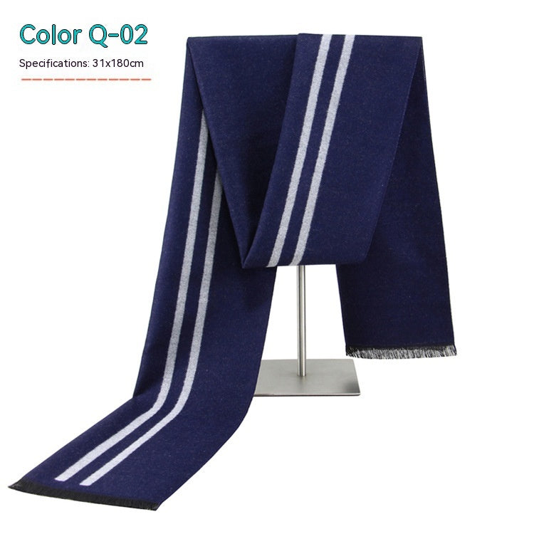 Men's Striped Winter Warm Artificial Cashmere Scarf For Men