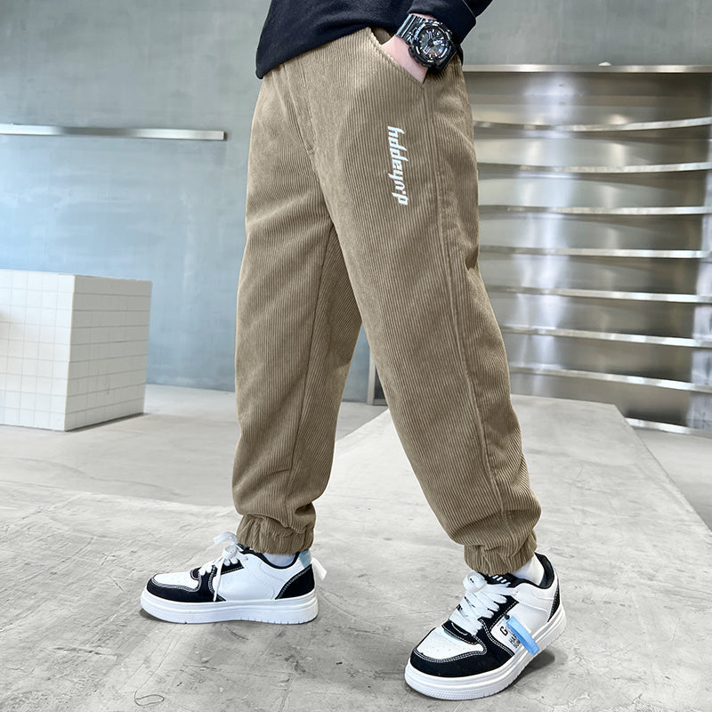 Children's Pants, Boys' Pants, Spring And Autumn Collection 2025 New Style Wholesale, Large Children's Sports Pants, Export Long Pants, Trendy Corduroy Cross-border