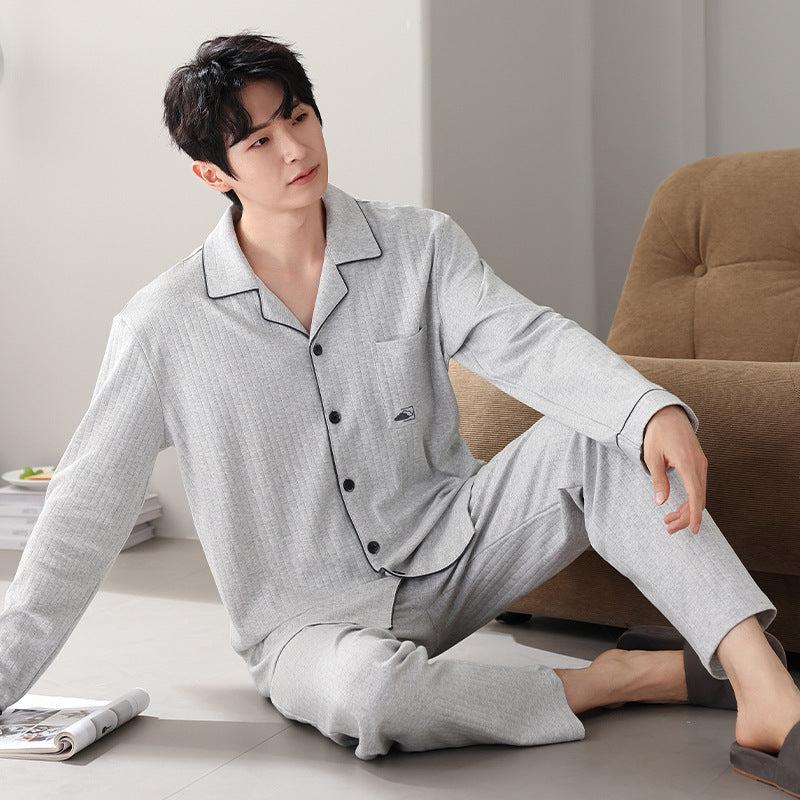 Men's Pure Cotton Long Sleeved Pajamas