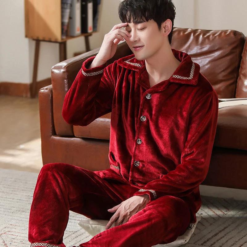Flannel Warm And Thick Men's Pajamas by GJG Denim