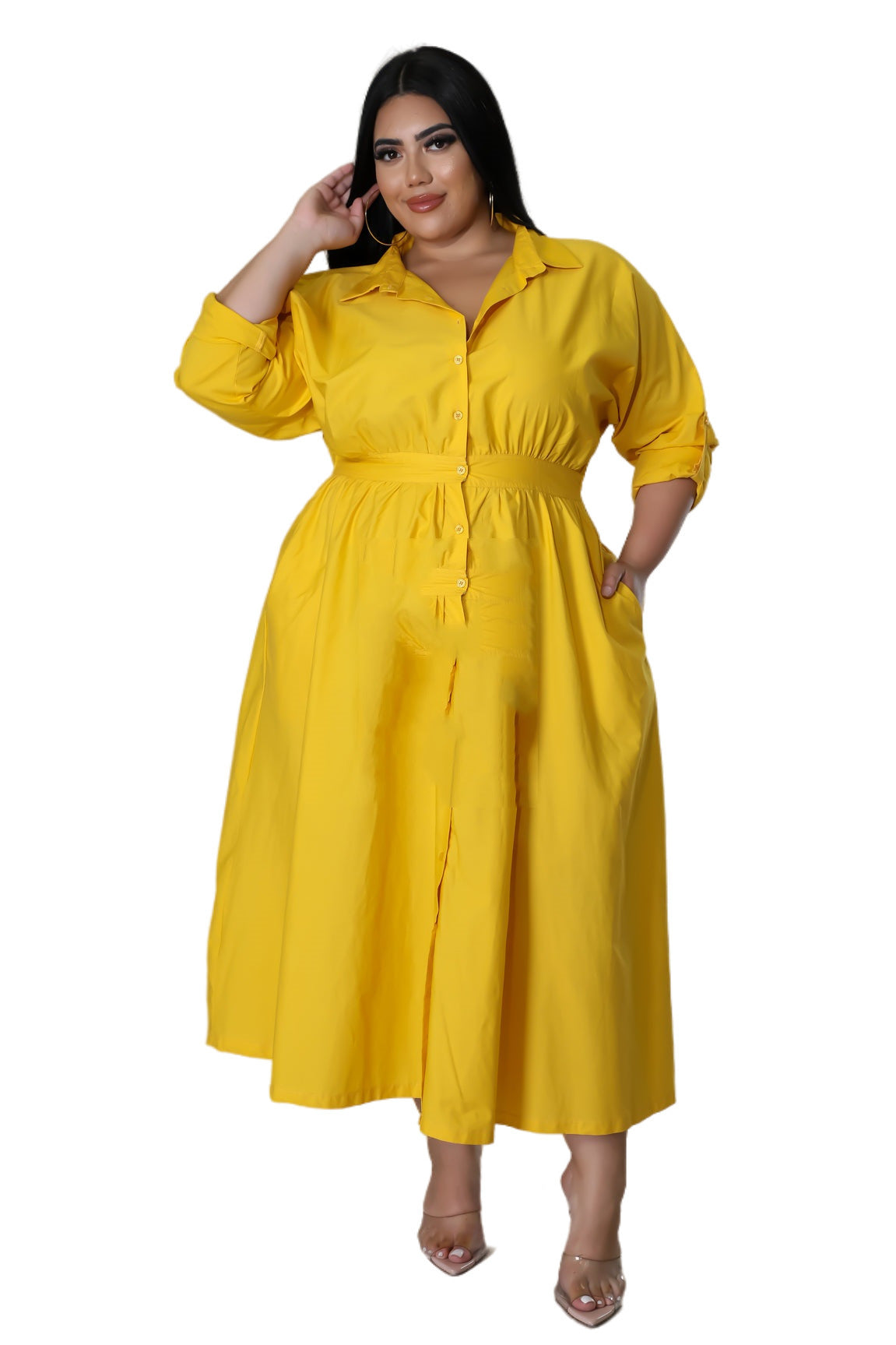 Fashion Plus Size Women's dress long V-neck