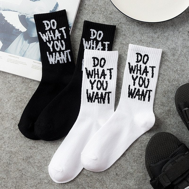 Retro Skateboard "Do What You Want" Tube Socks For Men
