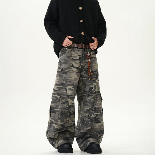 Men's Camouflage Loose Casual Retro Machete Jeans
