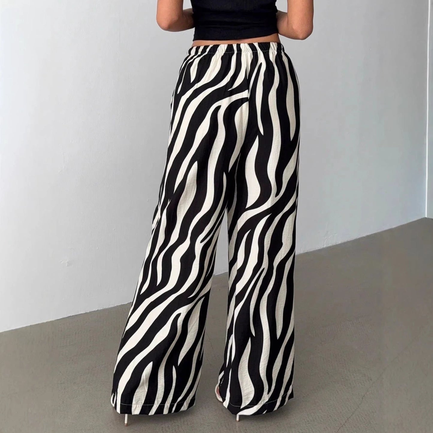 Elegant Printed Wide-Leg Pants For Women by GJG Denim