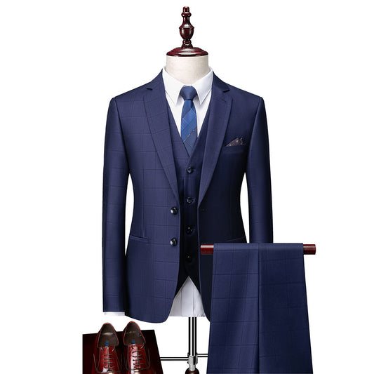 Men's Business Casual Slim Fit Three-piece Suit