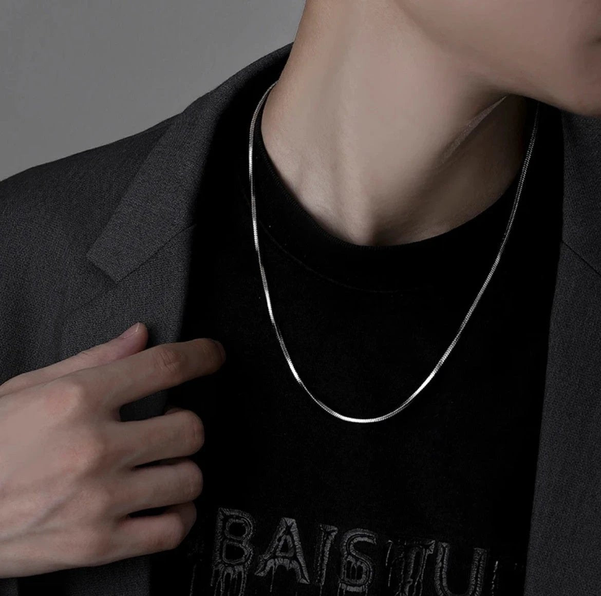 Titanium Steel Snake Chain Necklace For Men by GJG Denim