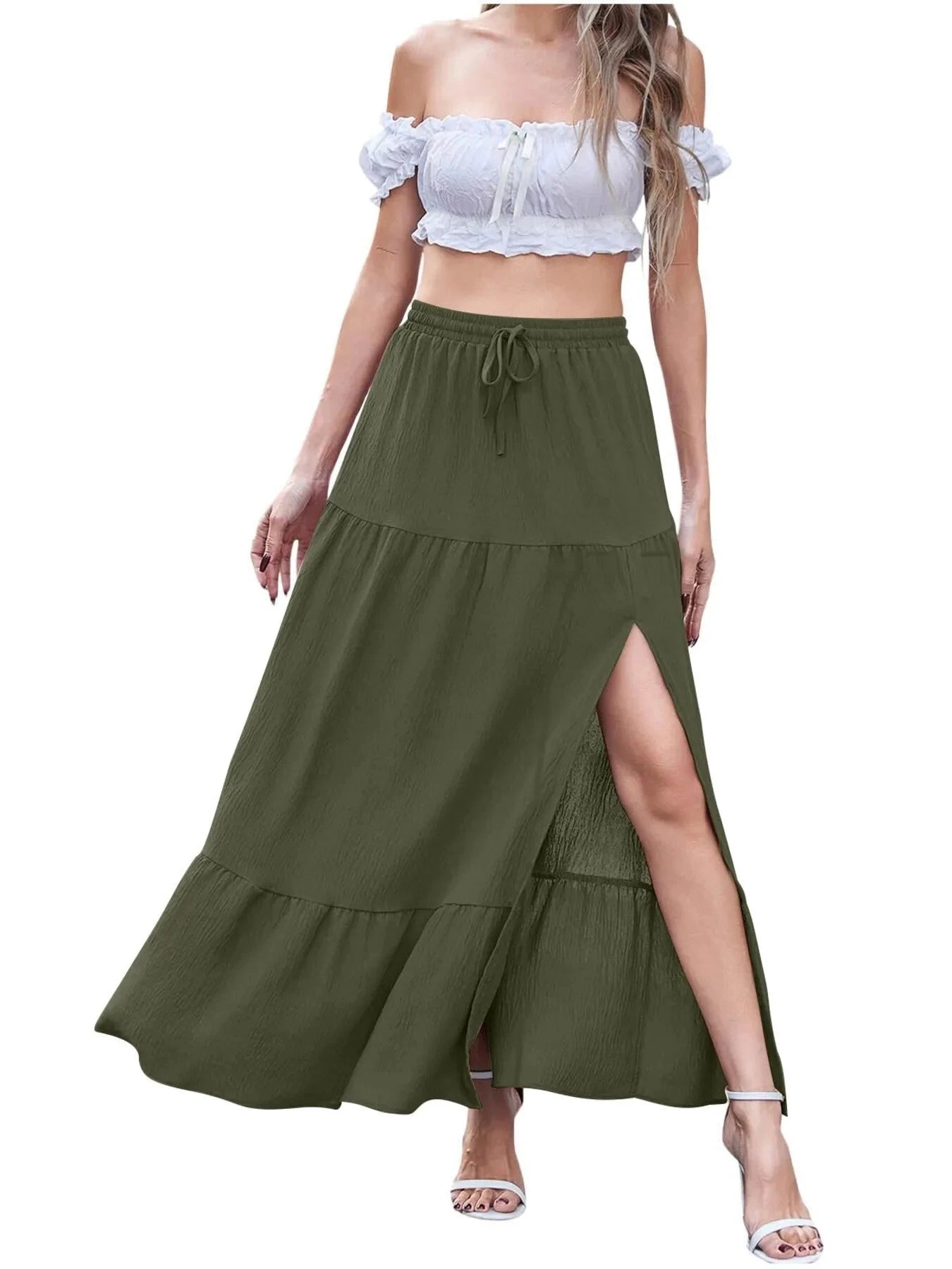 Full Size Slit Maxi Skirt Plus Size by Lady Ros