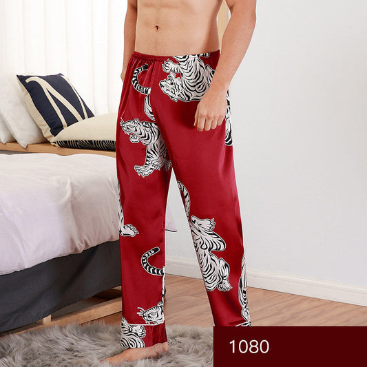 Men's Printed Silk Sleepwear Bottoms