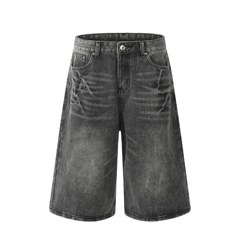Summer New Denim Shorts Men's Casual Straight Loose