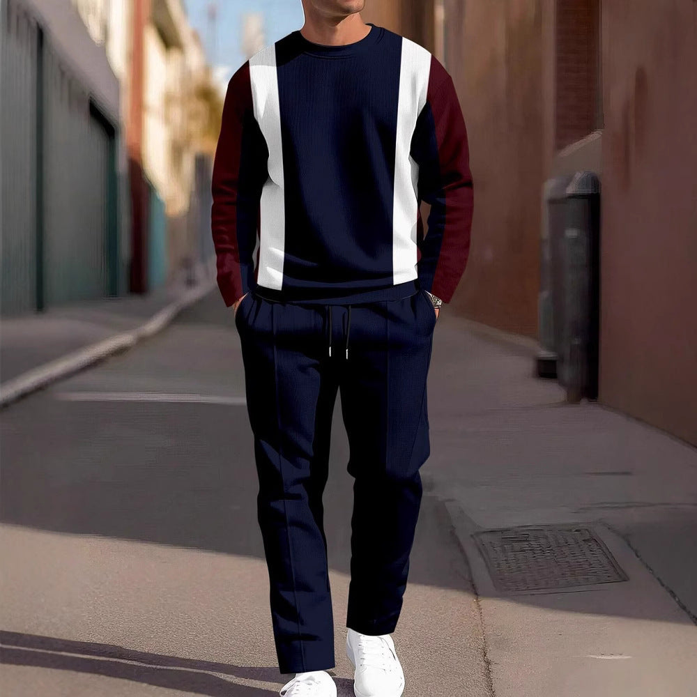Men's Round Neck Loose Sweatshirt And Sweatpants Set